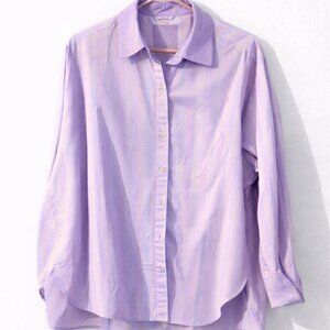 Aerie Lavender Stripe Button-Down Shirt | XS | Lightweight Cotton